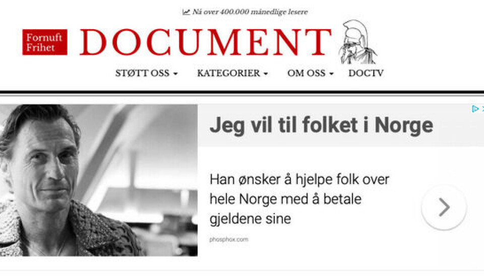 Annonsen publisert på Document.no