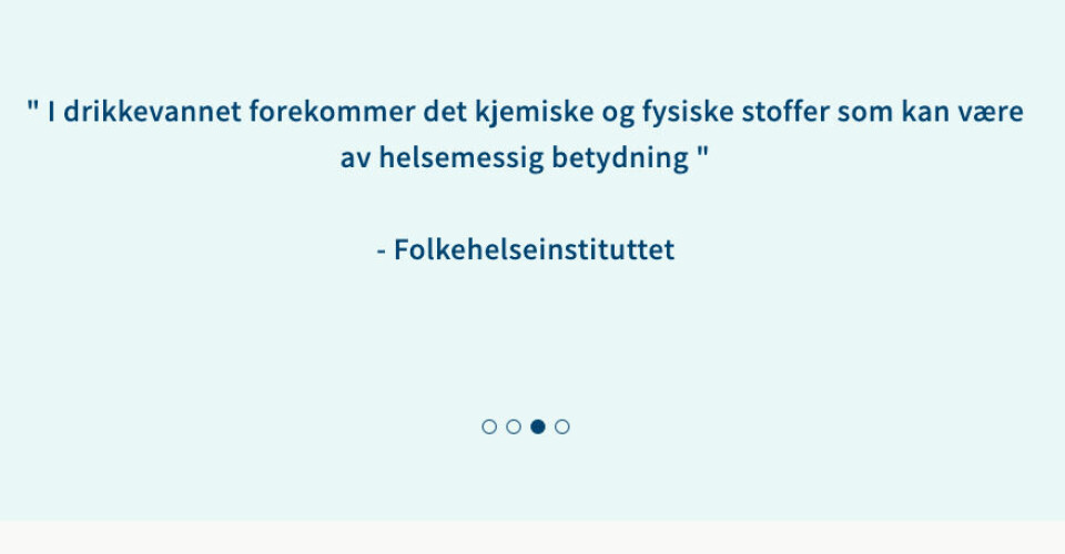 Slik ser det ut ett av stedene på nettsiden Vannrenser.no der FHIs navn blir brukt.