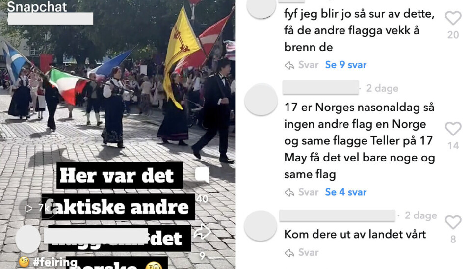 Denne videoen ble delt på Snapchat og er filmet i Bergen. Faktisk.no har anonymisert kontonavnene fordi vi ikke vet hvem personene bak er. Vi vet ikke om videoen er filmet i år eller et tidligere år.