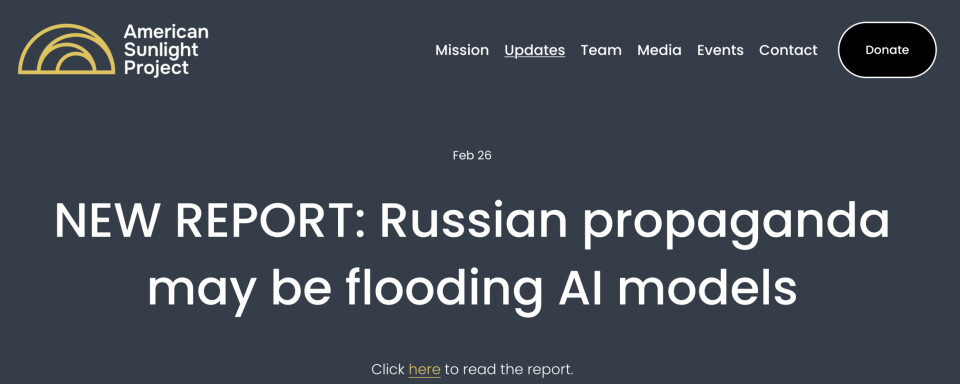 American Sunlights rapport antyder at KI-modeller er infiltrert av russisk propaganda.
