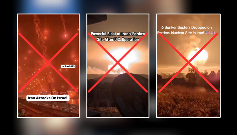 Flere gamle videoer spres på sosiale medier etter angrepene i Iran og Israel.