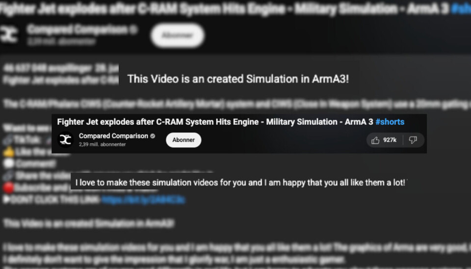 Kanalen Compared Comparison opplyser at videoen er laget i «Arma 3».