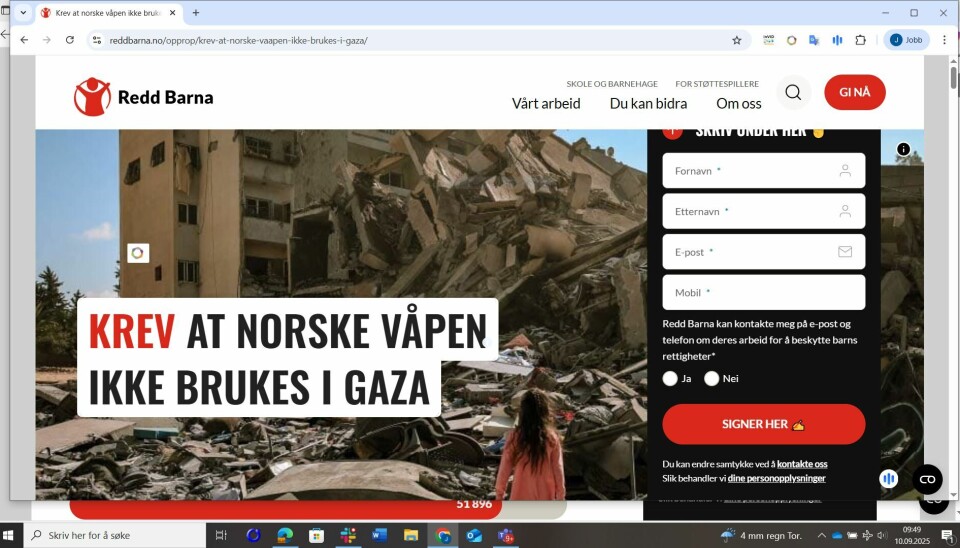 Redd Barnas opprop om at norske våpen ikke skal brukes i Gaza