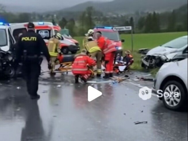 Eit skjermbilde av ei ulykke på E39 som aldri har skjedd.