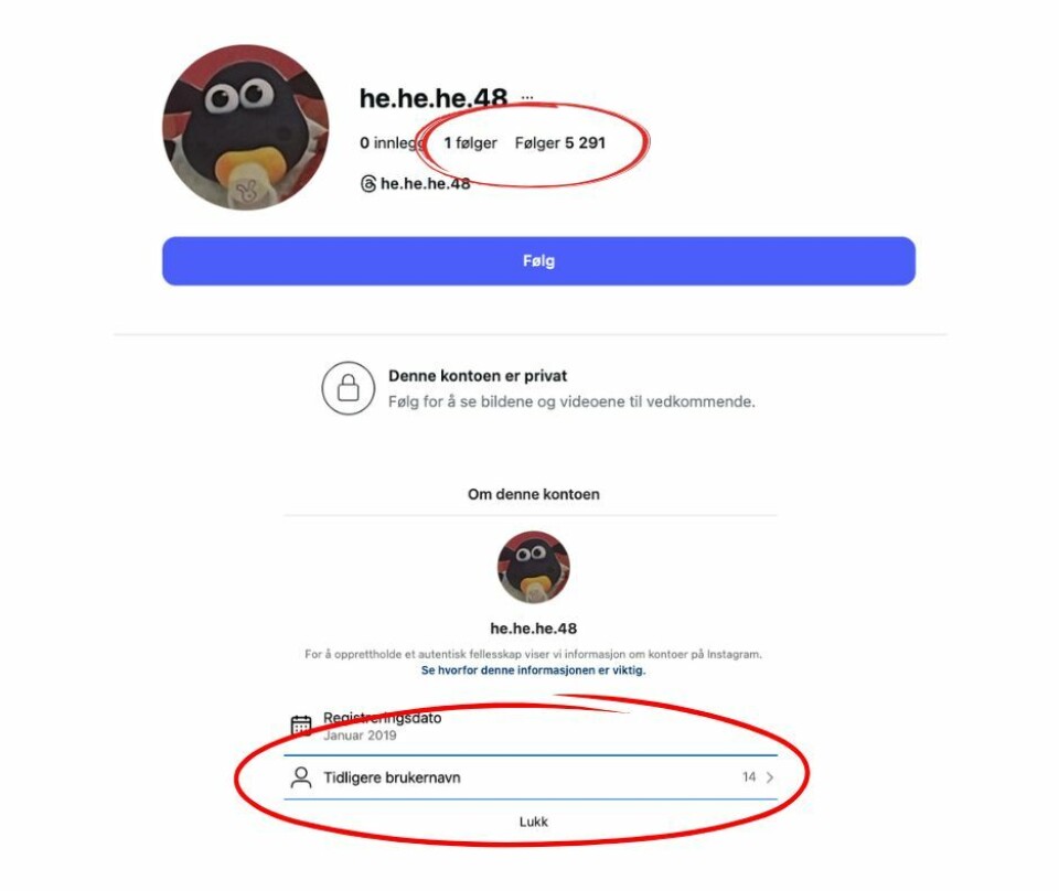 Dette kan være tegn på at det er en bot. Profilen har blant annet byttet navn 14 ganger.